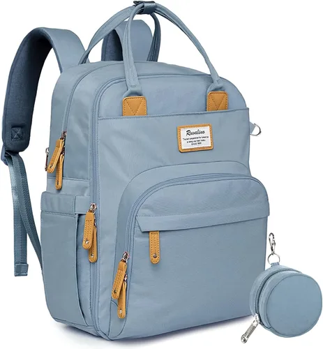 Miniatura 10 de RUVALINO Mochila para pañales, mochila de viaje multifunción, bolsa de maternidad para bebé, gran capacidad, impermeable y elegante, gris hierro