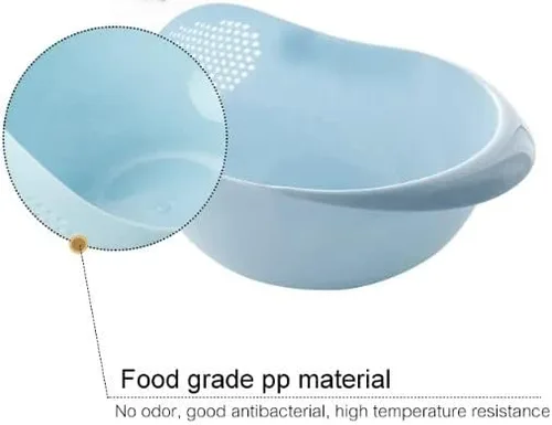 Miniatura 7 de Colador plástico para lavar arroz, porotos, frutas o verduras, cesta de cocina tamaño grande. (Rosado)