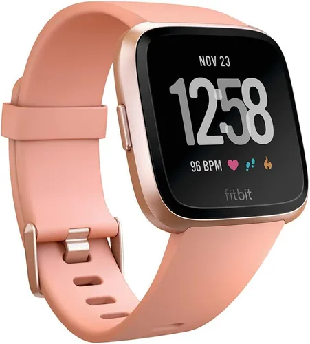 Fitbit Versa - Reloj inteligente, color melocotón/aluminio oro rosa, talla única (correas S y L incluidas)