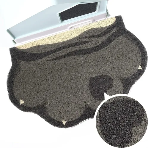 Miniatura 13 de Bonita alfombra de arena para gatos de 24 x 19 pulgadas, tapete para caja de arena, suave para patas de gatito, fácil de limpiar, antideslizante