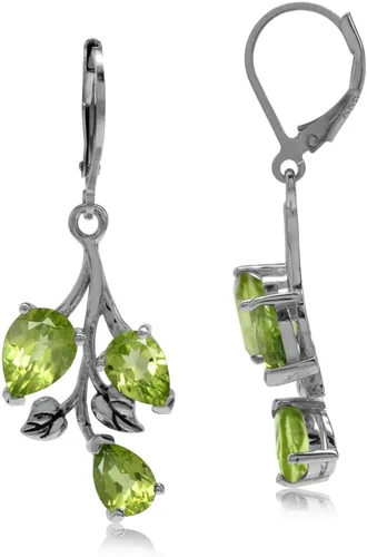 Miniatura 3 de Silvershake Pear Shape Gemstones 925 Sterling Silver Leaf Leverback Drop Dangle Earrings Jewelry for Women Anniversary Birthday Gift