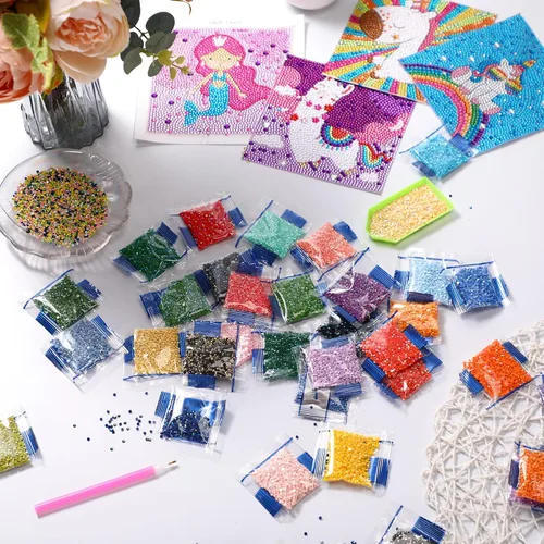 Miniatura 5 de 60000 piezas de cuentas de diamantes de imitación de 60 colores para pintura con diamantes, cuentas redondas de resina de fondo plano, diamantes