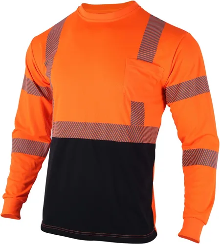 Miniatura 3 de FONIRRA Camisetas reflectantes de seguridad de alta visibilidad para hombre con manga larga ANSI Clase 2 Naranja, 2XL