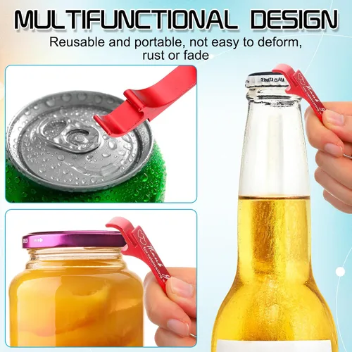Miniatura 2 de Dandat 100 Piezas Llavero Abrebotellas a Granel Recuerdos de Boda de Agradecimiento para Invitados Abridor de Vino y Cerveza de Aluminio Grabado Rojo