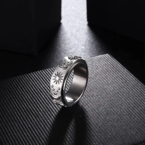 Miniatura 20 de Magitaco Anillos giratorios de acero inoxidable, anillos para ansiedad, anillos de ansiedad para mujeres y hombres
