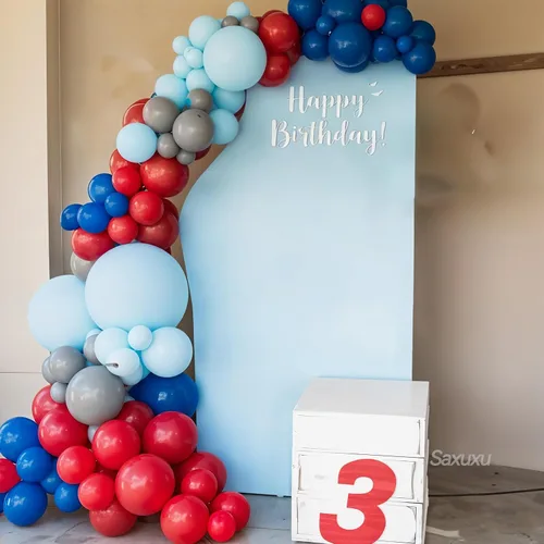 Miniatura 5 de Kit de arco de globos rojo y azul, kit de guirnalda de globos rojo, blanco y azul, globos dorados arena, globos azul marino y blancos para Día