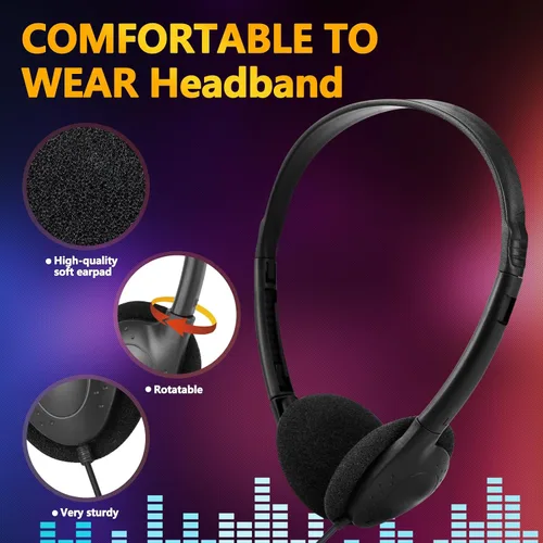 Miniatura 3 de Paquete de 12 auriculares USB C a granel para niños de aula, escuela, auriculares USB tipo C, juego de clase compatible con teléfonos inteligentes