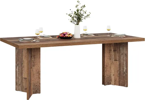 Miniatura 9 de Tribesigns Mesa de comedor de 63 pulgadas para 4-6, mesa de cocina estilo granja con gran superficie, mesa rectangular para cenas y comidas