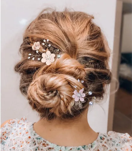 Miniatura 3 de BOYIVI 4 accesorios para el cabello de boda, peines y alfileres para el cabello de novia con perlas rosas, tenedores de pelo vintage para novias