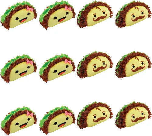 Fun Express Taco - Juego de 12 peluches pequeños y bonitos de peluche para decoración de fiestas de tacos | Recuerdos de fiesta y juguetes mexicanos