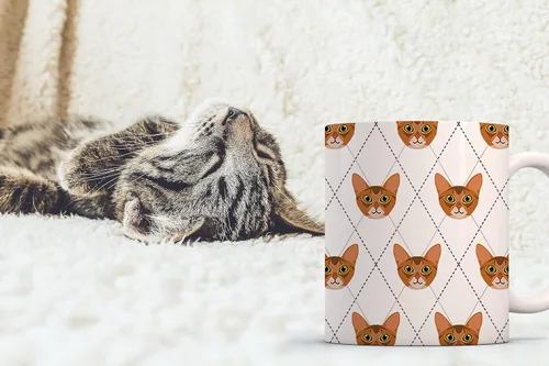 Miniatura 2 de Adorable Cat Breed Design Argyle Pattern Taza de café de cerámica (abisinian)