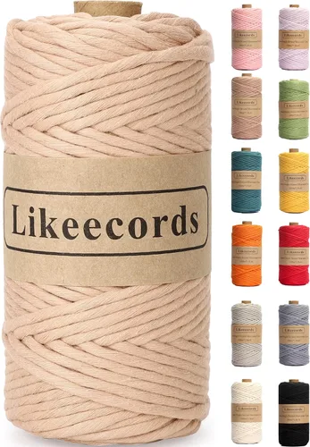 Miniatura 29 de Likeecords - Cuerda de macramé de 4 mm de un solo hilo, 80 m de cuerda de macramé colorida, cuerda de algodón para macramé, cuerda de algodón