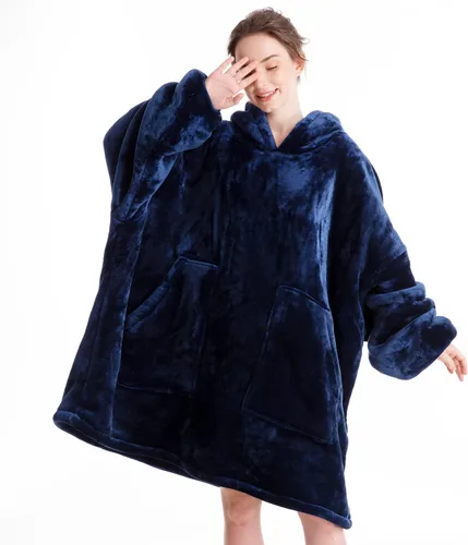 Miniatura 27 de Aemicion - Manta con capucha tipo sudadera tamaño grande, vellón Sherpa con mangas y bolsillo, unisex para adultos, ideal para hogar, oficina
