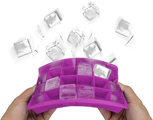 Miniatura 4 de Bandeja para cubitos de hielo, bandejas cuadradas de silicona para cubitos de hielo apilables de fácil liberación con tapa extraíble, 24 cavidades