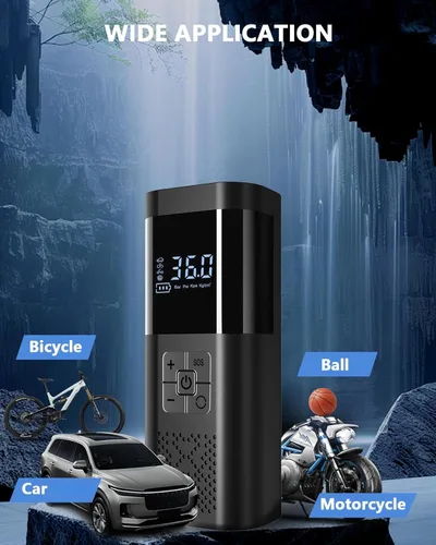 Miniatura 3 de Inflador de neumáticos, compresor de aire portátil, bomba de aire inalámbrica de 150 PSI, para neumáticos de automóvil con manómetro digital, Negro