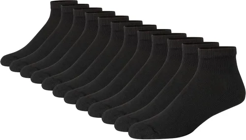 Miniatura 24 de Hanes Calcetines dobles resistentes para hombre, que disipan la humedad del cuello redondo y el tobillo, color blanco y negro, varios paquetes