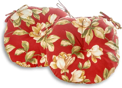 Miniatura 23 de South Pine Porch Cojín redondo para silla bistró de 15 pulgadas para exteriores (juego de 2), Aloha Black Floral