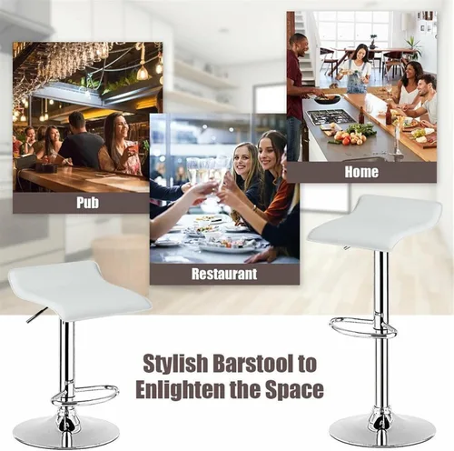 Miniatura 4 de Taburetes de bar altos, 4 juegos de taburetes giratorios de elevación ajustable, taburetes de bar giratorios de piel sintética, sillas de cocina