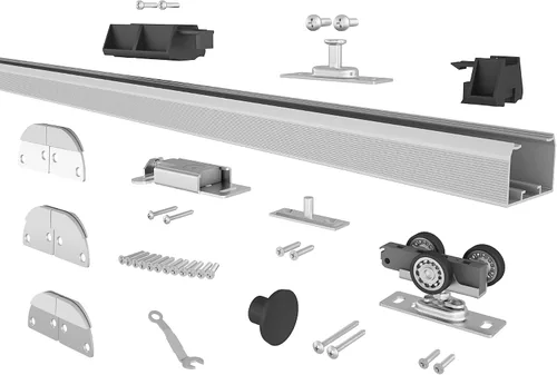 JUBEST Herrajes para puerta plegable de 24", herrajes para puerta plegable deslizante tipo granero para 2 puertas (12" cada una), kit de herrajes