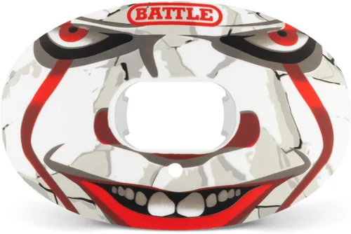 Battle Sports Oxygen Protector Bucal de Fútbol Americano - Protector Bucal de Fútbol Americano con Correa, Flujo de Aire Superior y Mejor Rojo/Blanco