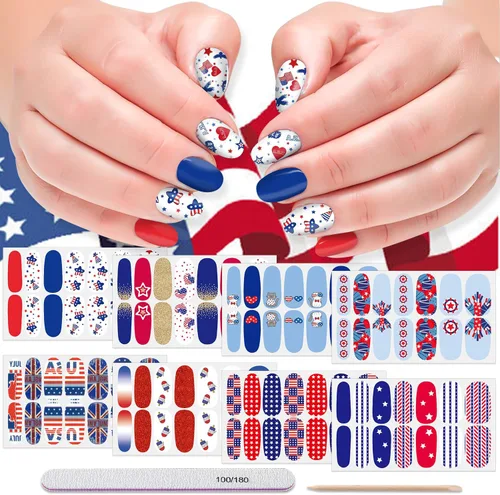 Miniatura 9 de 8 hojas de calcomanías de esmalte de uñas de Halloween, calcomanías de esmalte de uñas para festivales, tiras de esmalte de uñas para mujeres