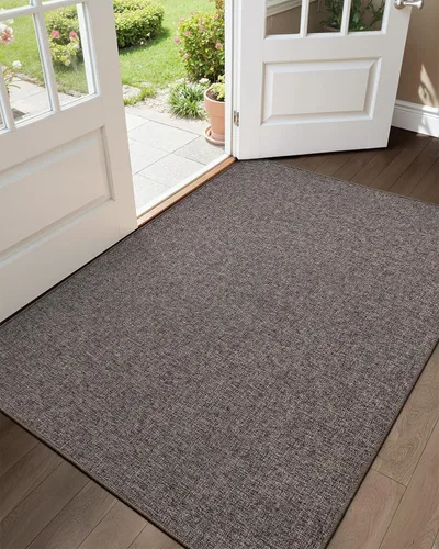 Miniatura 36 de Color&Geometry - Tapete para puerta delantera de 26 x 47 pulgadas, atrapador de suciedad con parte trasera de goma ultra antideslizante, perfil Caqui