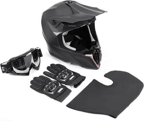 Miniatura 8 de OUMURS Casco de motocross para adultos con gafas, guantes y máscara ajustable, visera solar, casco para adultos, todoterreno, motocross, descenso