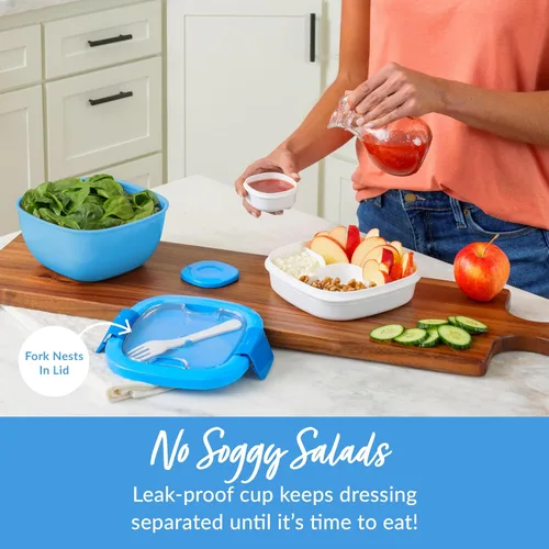 Miniatura 4 de Contenedor de almuerzo, ecológico y sin BPA de Bentgo Salad para ensaladas y otros aperitivos para llevar, Azul