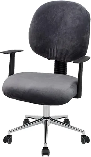 Miniatura 10 de ITFRO Funda negra para silla de oficina, de terciopelo, elástica, 2 piezas, funda para silla de escritorio de computadora, funda giratoria universal