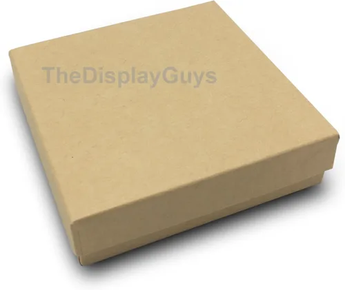 Miniatura 3 de TheDisplayGuys - Paquete de 100 cajas de regalo de papel de cartón rellenas de algodón #33 - Kraft marrón (3.5 x 3.5 x 1.0 pulgadas) - para envío