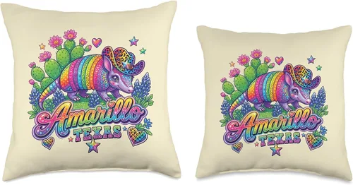 Miniatura 3 de Amarillo Texas Rainbow Armadillo Cowboy 80s Retro Souvenir Throw Pillow