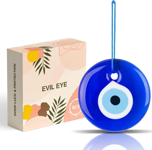 Miniatura 11 de BCS Decoración azul contra el mal de ojo de 2.8 pulgadas, adorno colgante de pared hecho a mano con amuleto turco griego de Nazar de buena suerte