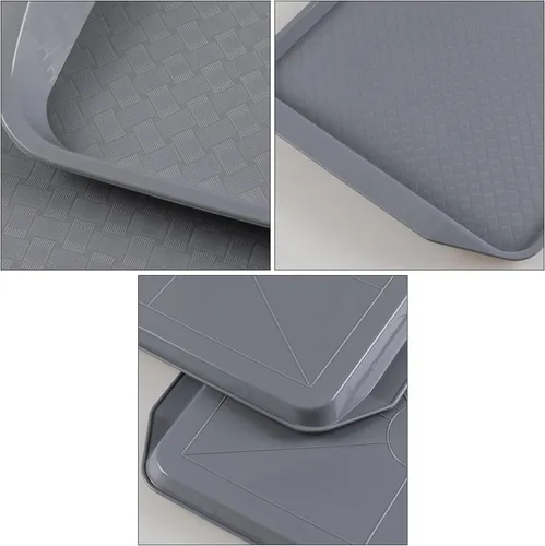 Miniatura 3 de Paquete de 12 bandejas de plástico para comida rápida, bandeja para servir cafetería, gris