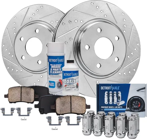 Miniatura 31 de Detroit Axle - Kit de frenos para Honda Accord 2008-2012, rotores de frenos de disco perforados y ranurados, pastillas de freno de cerámica 2009
