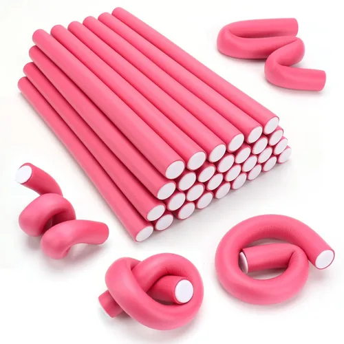 Miniatura 12 de Rizadores de pelo sin calor, 42 rodillos flexibles de 7 pulgadas, rizadores de pelo de espuma suave, sin calor, flexibles, para cabello corto, medio