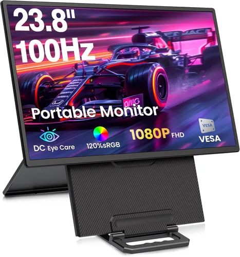 Miniatura 8 de Monitor portátil 2K 180Hz, 23.8 pulgadas, 2560 x 1440 QHD 120% SRGB IPS FreeSync Monitor para juegos, USB-C HDMI, grande, trabajo, hogar, oficina