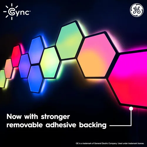 Miniatura 9 de Cync GE Dynamic Effects - Luces LED hexagonales inteligentes con WiFi que cambian de color, paneles de luz de pared para decoración de habitación