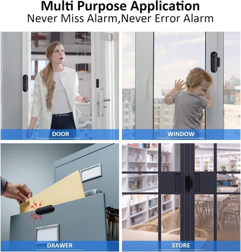 Miniatura 4 de Paquete de 5 alarmas de ventana para seguridad del hogar, 120 dB, sensor abierto de puerta y ventana para seguridad de los niños, seguridad