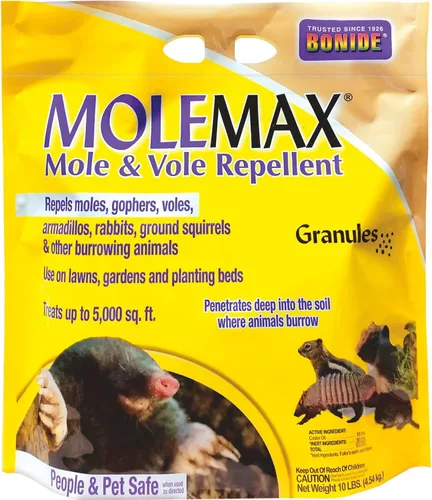 Bonide 692150 Mole Max gránulos repelentes de topos, 10 libras