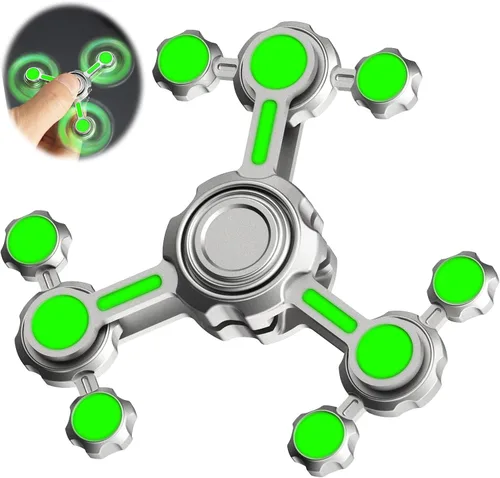 Dilabnba Infinity Gear Fidget Spinners juguete para niños y adultos, juguete de metal fresco para aliviar el estrés, antiansiedad, luz que brilla en