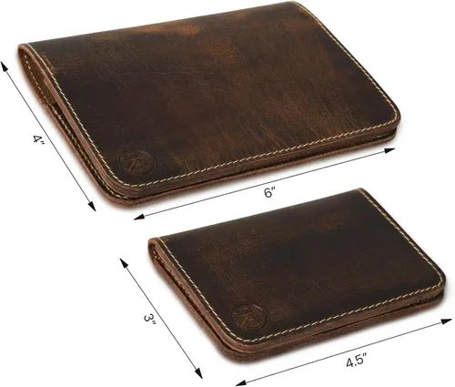 Miniatura 6 de Rustique Style Leather Journal Cover for Field Notes & Moleskine Cahier Pure Full Grain Vintage Leather Passport Wallet & Card Holder Premium