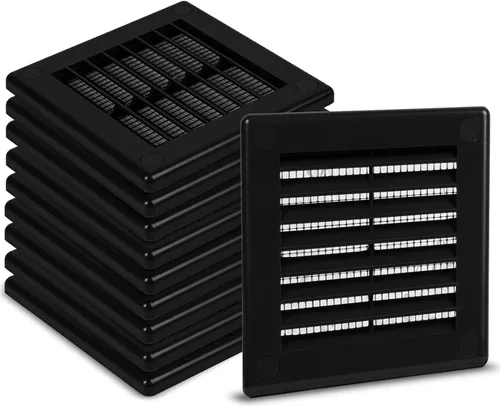 Miniatura 42 de Paquete de 2 cubiertas cuadradas de ventilación de aire de 4" x 4" (tamaño exterior) - Deflector de ventilación de plástico negro - Malla
