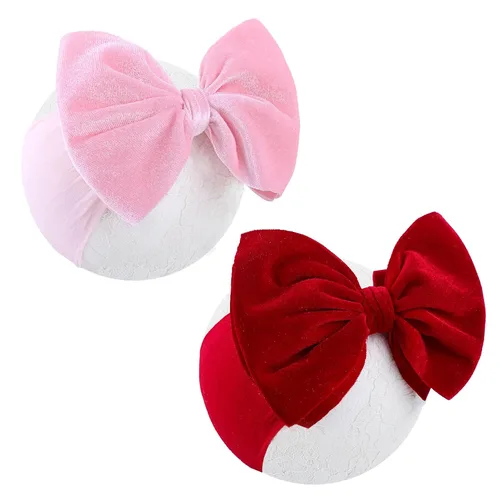 Miniatura 9 de YanJie Diademas de Navidad para niñas, lazo de pelo rojo, lazos de terciopelo verde, lazos para recién nacidos, cintas para el pelo de nailon