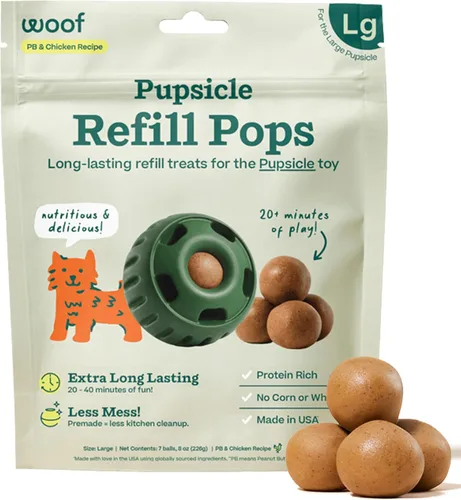 WOOF Pupsicle - Paletas de recambio de pollo, deliciosas golosinas de larga duración para perros, ingredientes saludables, paletas de recambio