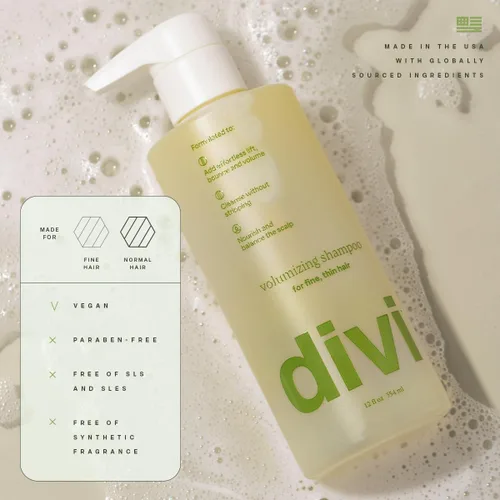Miniatura 4 de Divi Champú voluminizador para mujeres y hombres - Champú de volumen ligero para cabello fino - Formulado para limpiar, nutrir y equilibrar el cuero