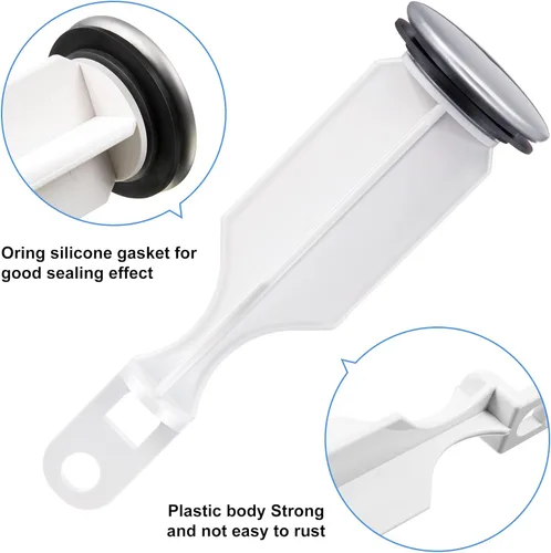 Miniatura 6 de Enhon Tapones desplegables de 2 agujeros, tapón cromado para fregadero de baño que se adapta a la mayoría de diseños de drenaje emergente, 4-1/2