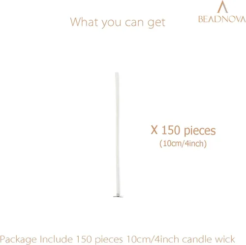 Miniatura 3 de BEADNOVA Mechas de algodón para velas de 4 pulgadas, 150 piezas, mechas cortas para hacer velas para hacer bricolaje