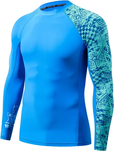 Miniatura 16 de HUGE SPORTS Camiseta de protección contra erupciones de manga larga para hombre UPF 50+ con protección UV, de secado rápido, con costuras de Bosque