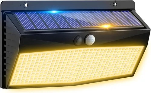 Miniatura 16 de 368 luces LED solares para exteriores con sensor de movimiento, valla solar con 3 modos de iluminación, seguridad alimentada, impermeable