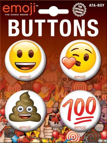 Miniatura 2 de Ata-Boy Juego de 4 botones coleccionables oficiales de emoji de 1.3in